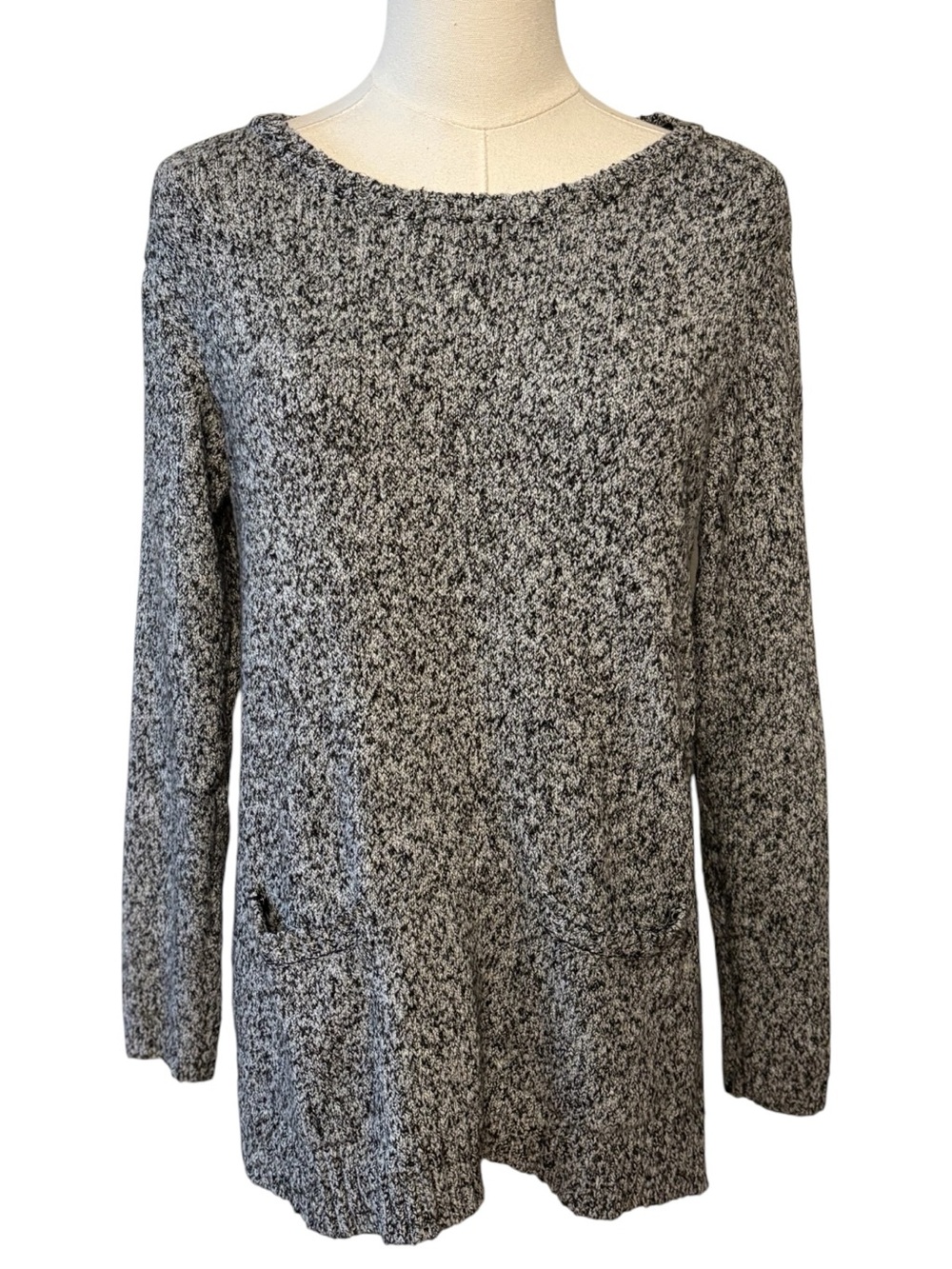 J. Jill Black & Green Heathered Scoopneck Sweater Size XS